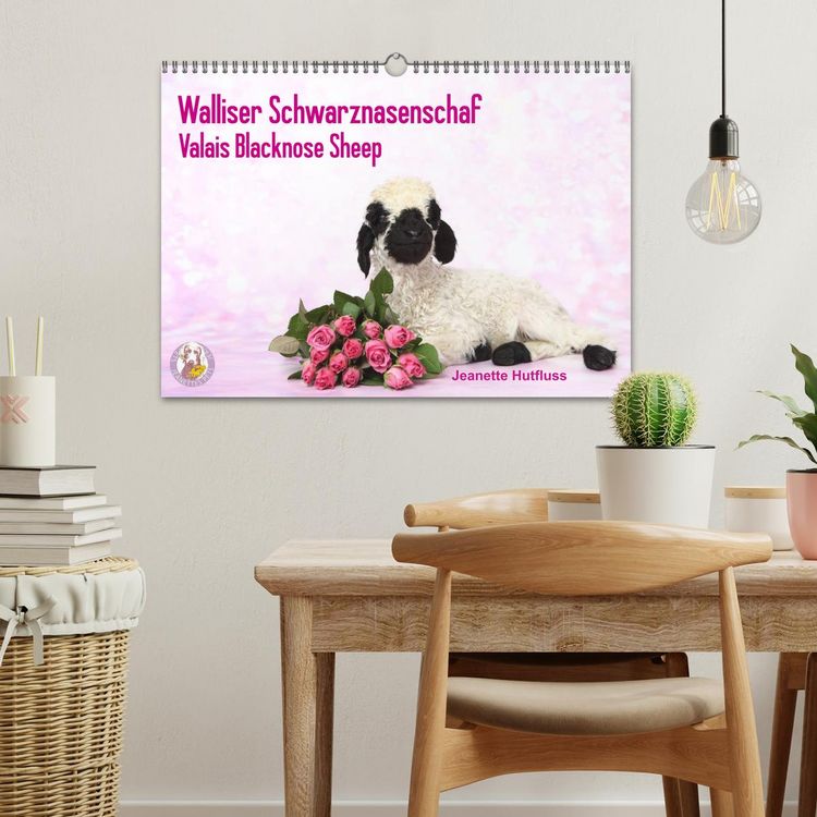 Produktbild: Walliser Schwarznasenschaf Valais Blacknose Sheep (Wandkalender 2026 DIN A3 quer), CALVENDO Monatskalender