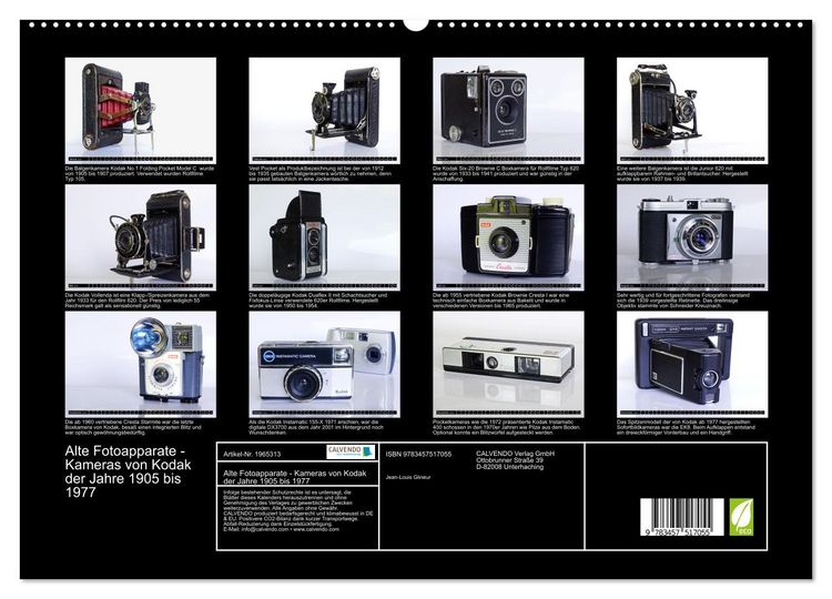 Produktbild: Alte Fotoapparate - Kameras von Kodak der Jahre 1905 bis 1977 (hochwertiger Premium Wandkalender 2026 DIN A2 quer), Kunstdruck in Hochglanz
