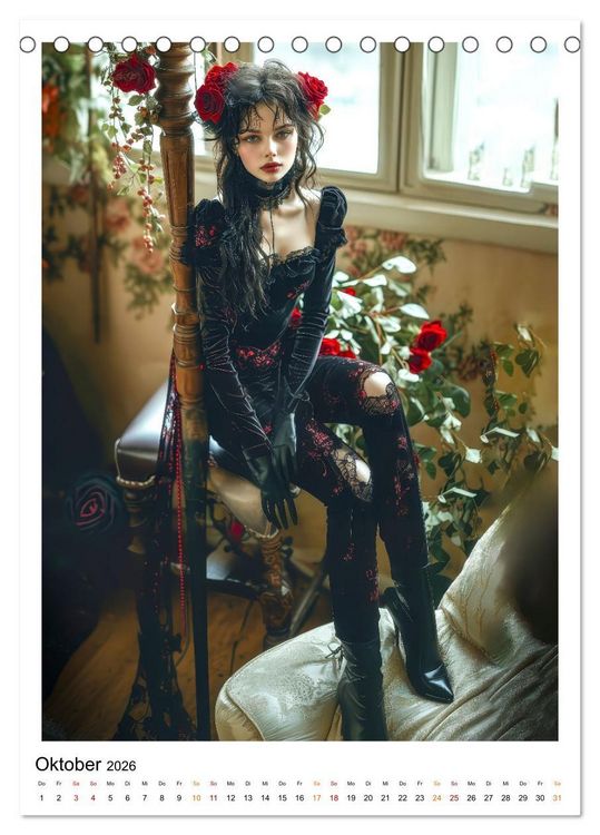 Produktbild: Gothic coole Momente (Tischkalender 2026 DIN A5 hoch), CALVENDO Monatskalender