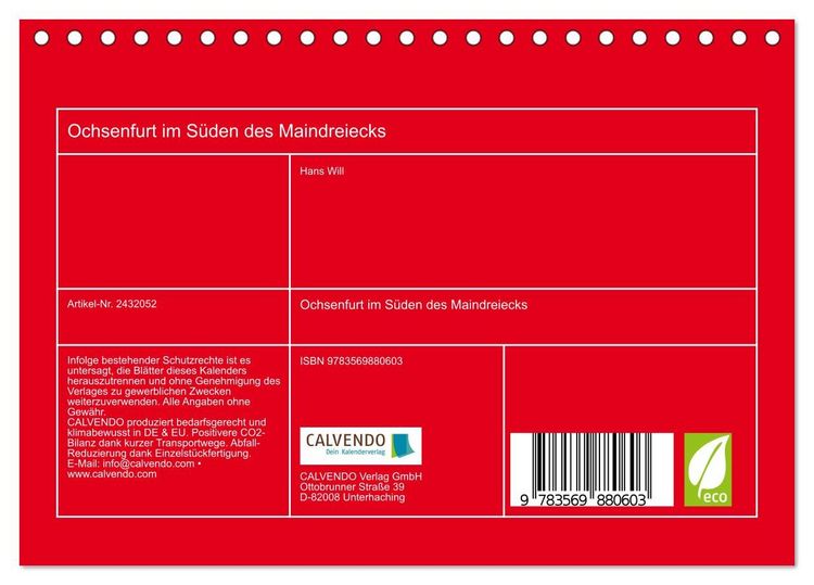 Produktbild: Ochsenfurt im S&uuml;den des Maindreiecks (Tischkalender 2027 DIN A5 quer), CALVENDO Monatskalender
