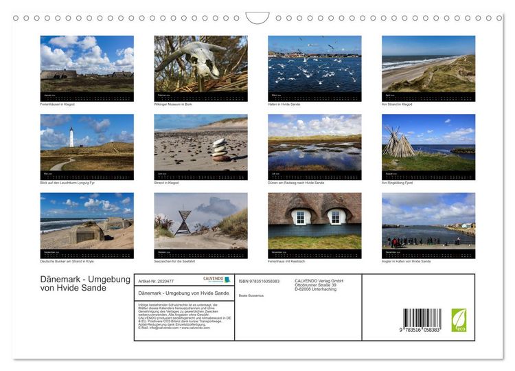 Produktbild: D&auml;nemark - Umgebung von Hvide Sande (Wandkalender 2026 DIN A3 quer), CALVENDO Monatskalender