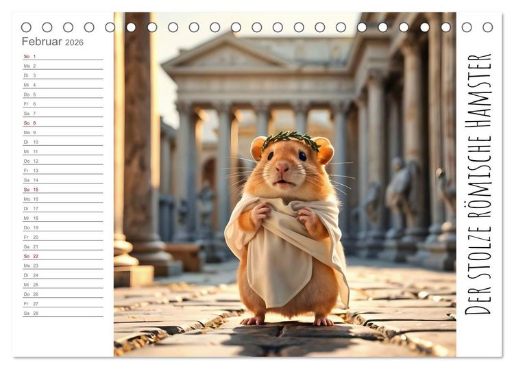 Produktbild: History Hamster - Die Geschichte der Welt in 12 Nagerbildern (Tischkalender 2026 DIN A5 quer), CALVENDO Monatskalender