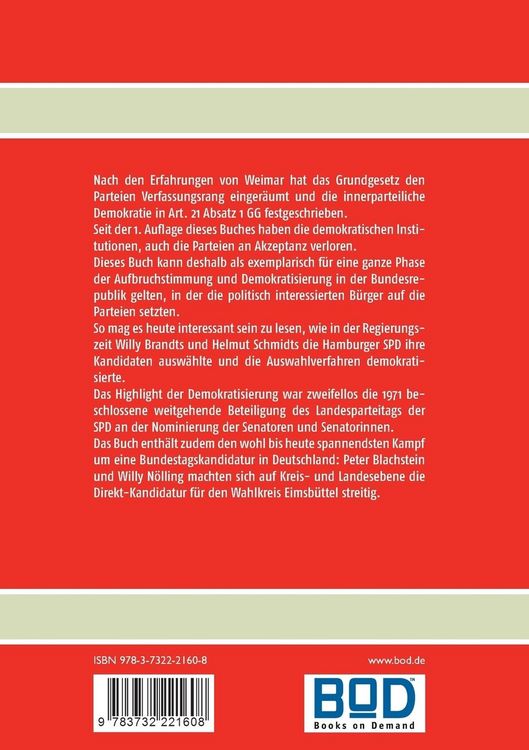 Produktbild: Kandidatenauswahl und innerparteiliche Demokratie in der Hamburger SPD