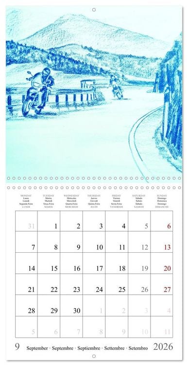 Produktbild: The passion of motorcycling - sketches of freedom (Wall Calendar 2026 12 &times; 12 Inch) CALVENDO 12 Month Wall Calendar