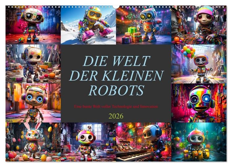 Produktbild: Die Welt der kleinen Robots (Wandkalender 2026 DIN A2 quer), CALVENDO Monatskalender