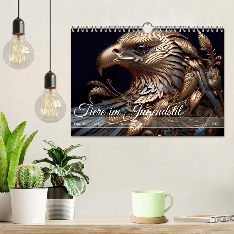 Produktbild: Tiere im Jugendstil - Eine Hommage an die Sch&ouml;nheit des Art Nouveau (Wandkalender 2026 DIN A4 quer), CALVENDO Monatskalender