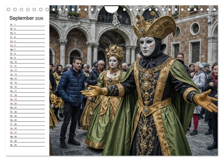 Produktbild: M&auml;rchenhafte Maskerade KI - Karnevalserlebnis in Venedig (Wandkalender 2026 DIN A4 quer), CALVENDO Monatskalender