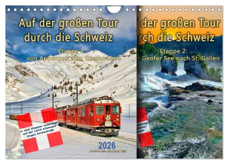 Produktbild: Auf der gro&szlig;en Tour durch die Schweiz, Etappe 1, Appenzell zum Genfer See (Wandkalender 2026 DIN A4 quer), CALVENDO Monatskalender