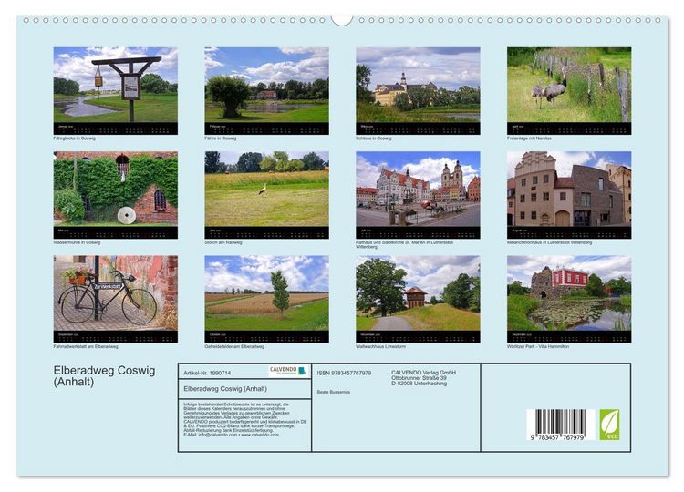 Produktbild: Elberadweg Coswig (Anhalt) (hochwertiger Premium Wandkalender 2026 DIN A2 quer), Kunstdruck in Hochglanz