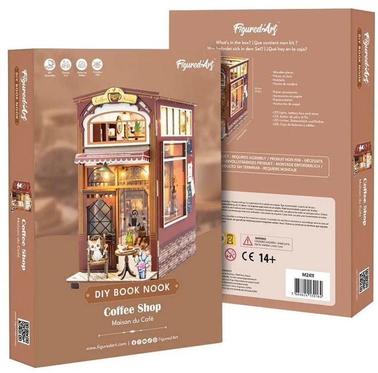 Produktbild: FiguredArt M2411 - DIY Book Nook, Coffee Shop, Kaffeehaus, Puzzle, 62 Teile, Miniatur-Diorama