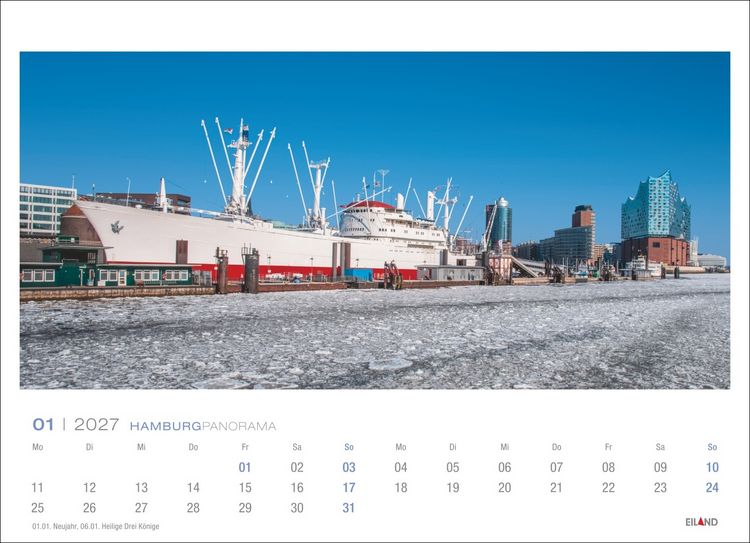 Produktbild: Hamburg Panorama-Postkartenkalender 2027