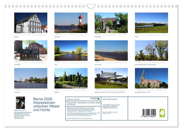 Produktbild: Berne 2026. Impressionen zwischen Weser und Hunte (Wandkalender 2026 DIN A3 quer), CALVENDO Monatskalender