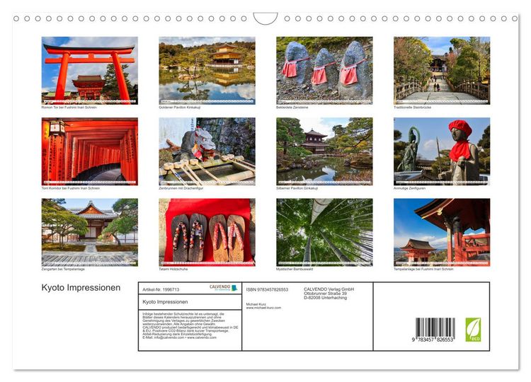 Produktbild: Kyoto Impressionen (Wandkalender 2026 DIN A3 quer), CALVENDO Monatskalender