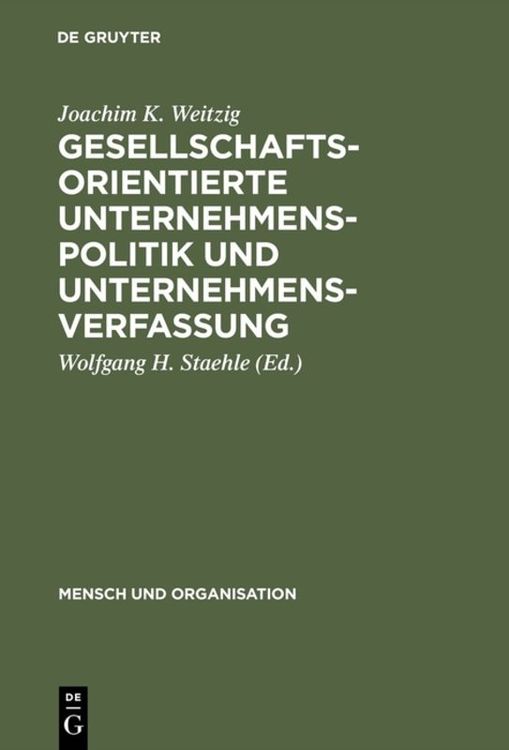 Produktbild: Gesellschaftsorientierte Unternehmenspolitik und Unternehmensverfassung