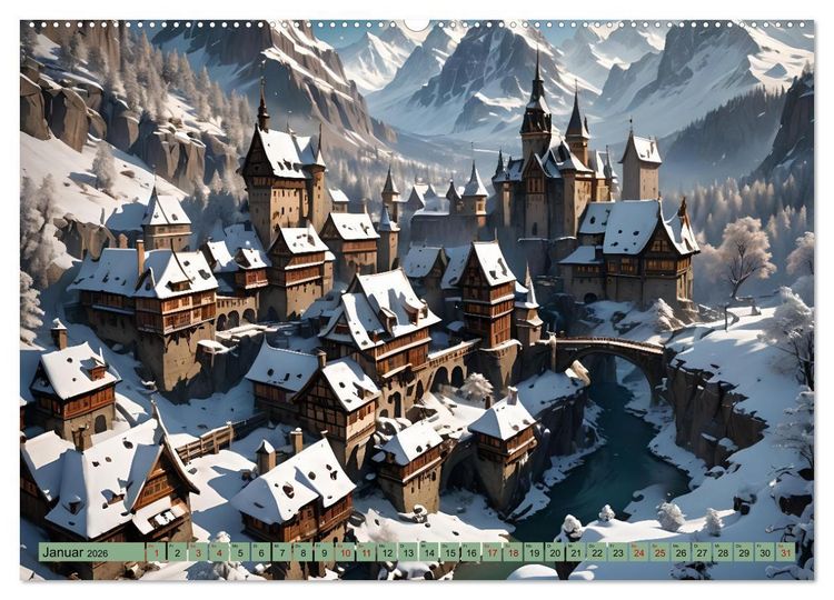 Produktbild: Mittelalterliche St&auml;dte und Burgen (Wandkalender 2026 DIN A2 quer), CALVENDO Monatskalender