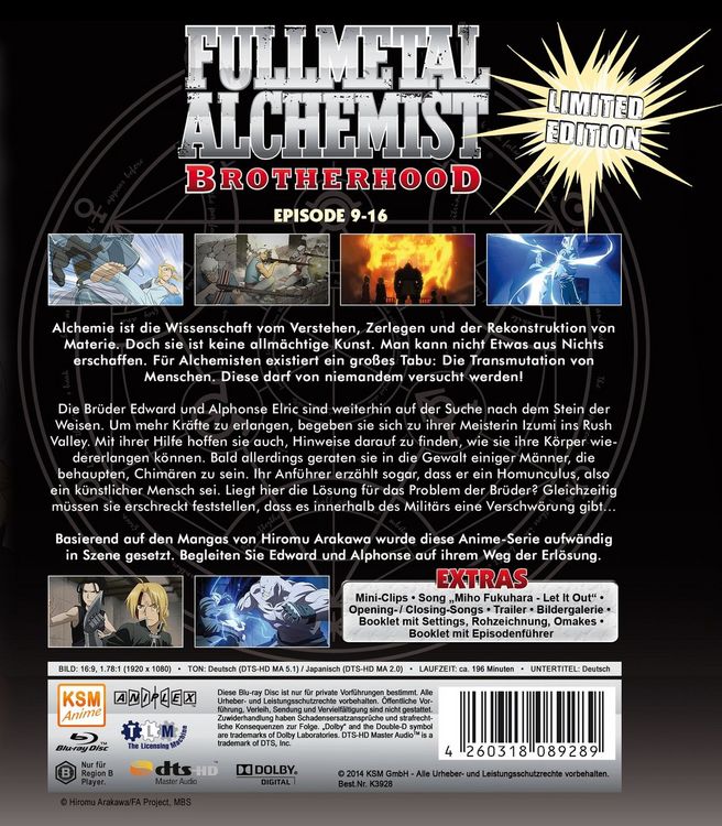 Produktbild: Fullmetal Alchemist - Brotherhood Vol. 2/Episode 9-16 [LE]