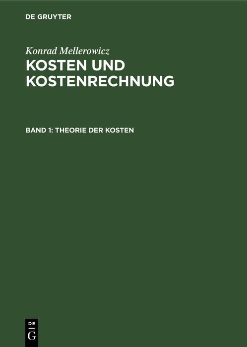 Produktbild: Theorie der Kosten
