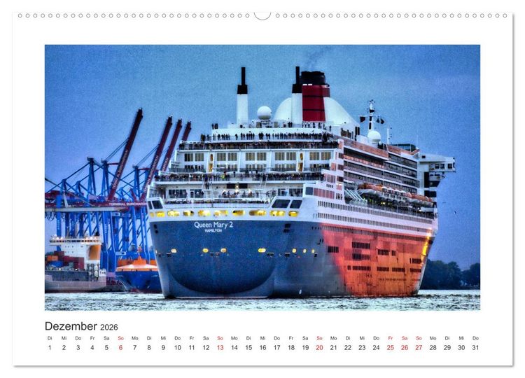 Produktbild: Kreuzfahrtschiffe Kurs Hamburg 2026 (Wandkalender 2026 DIN A2 quer), CALVENDO Monatskalender