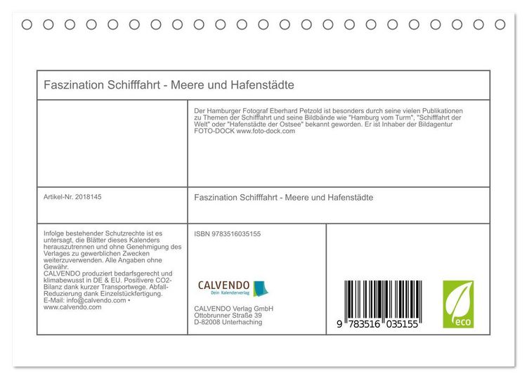 Produktbild: Faszination Schifffahrt - Meere und Hafenst&auml;dte (Tischkalender 2026 DIN A5 quer), CALVENDO Monatskalender