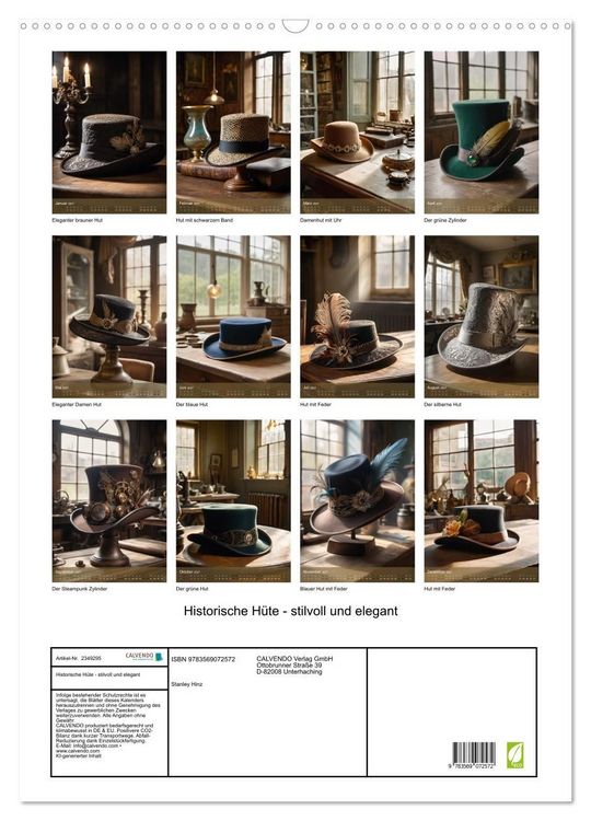 Produktbild: Historische H&uuml;te - stilvoll und elegant (Wandkalender 2027 DIN A2 hoch), CALVENDO Monatskalender