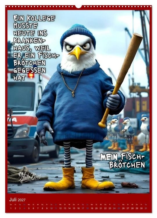 Produktbild: B&ouml;se M&ouml;wen - Jenseits des guten Geschmacks (hochwertiger Premium Wandkalender 2027 DIN A2 hoch), Kunstdruck in Hochglanz