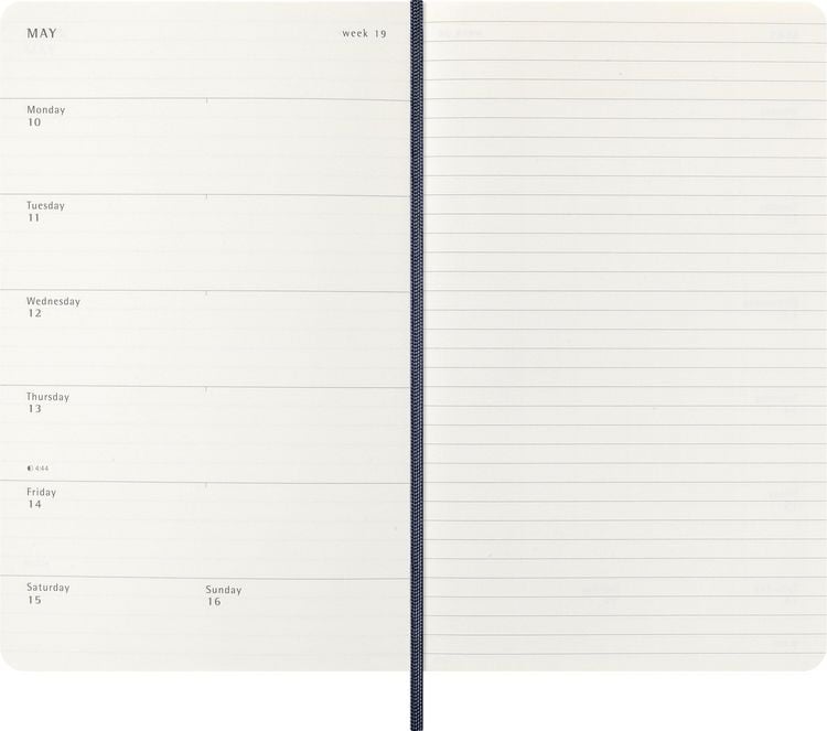 Produktbild: Moleskine 18 Monate Wochen Notizkalender 2026/2027, Large/A5, 1 Wo = 1 Seite, rechts linierte Seite, Weicher Einband, Saphir