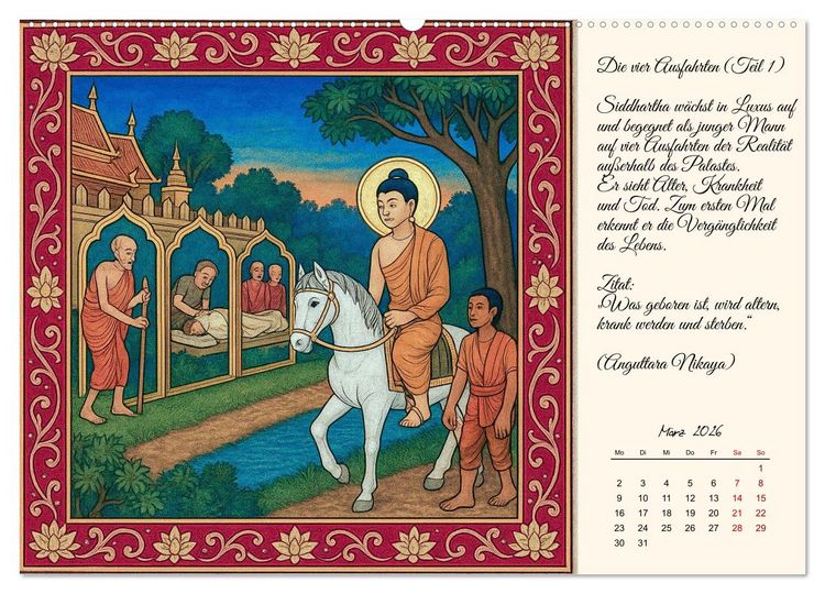 Produktbild: Siddhartas Pfad zum Buddha (Wandkalender 2026 DIN A2 quer), CALVENDO Monatskalender