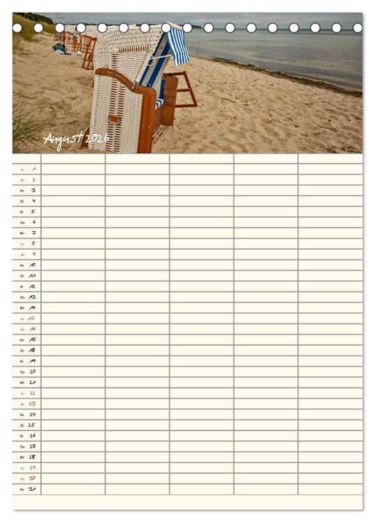 Produktbild: R&uuml;gen - Urlaubsparadies an der Ostsee - Familienplaner (Tischkalender 2026 DIN A5 hoch), CALVENDO Monatskalender