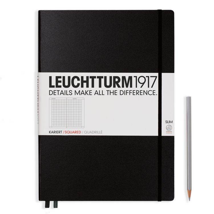 Produktbild: Notizbuch Slim Master A4+ kariert schwarz