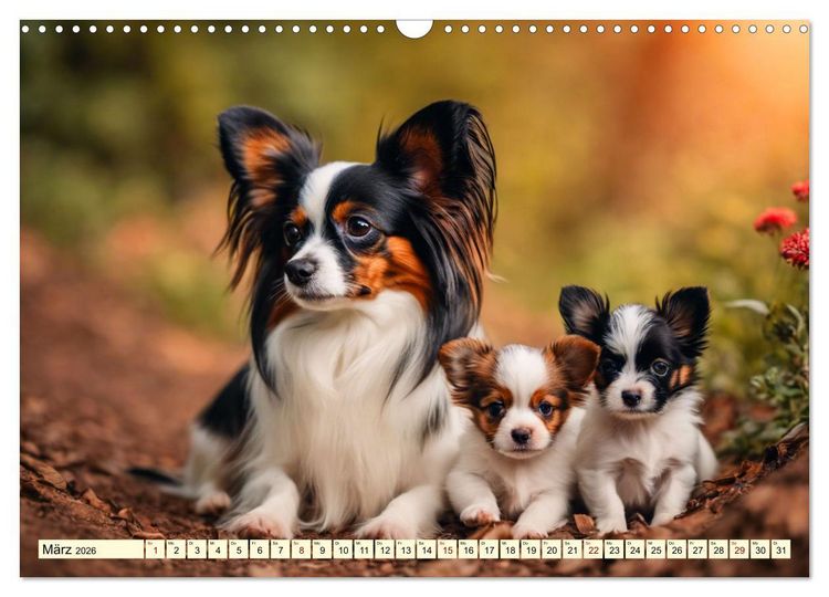 Produktbild: Papillon - bringt jedes Herz zum Schmelzen (Wandkalender 2026 DIN A3 quer), CALVENDO Monatskalender