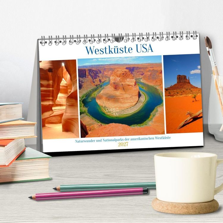 Produktbild: Naturwunder und Nationalparks der amerikanischen Westk&uuml;ste (Tischkalender 2027 DIN A5 quer), CALVENDO Monatskalender