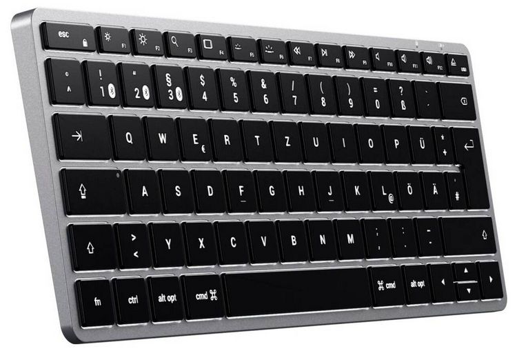 Produktbild: Satechi Slim X1 Mini Bluetooth&reg; Tastatur Deutsch, QWERTZ Anthrazit Multimediatasten, Beleuchtet