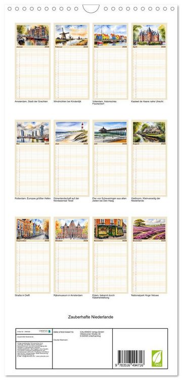 Produktbild: Familienplaner 2026 - Zauberhafte Niederlande mit 5 Spalten (Wandkalender, 21 x 45 cm) CALVENDO