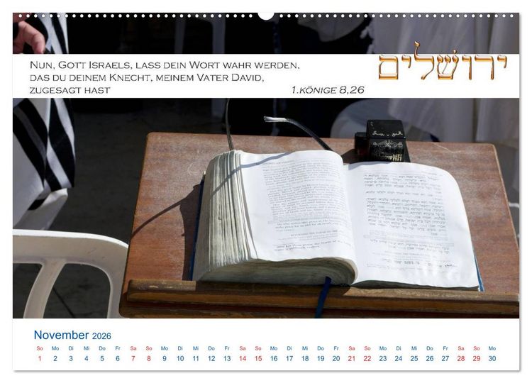 Produktbild: Jerusalem. Kalender mit Bibelworten (hochwertiger Premium Wandkalender 2026 DIN A2 quer), Kunstdruck in Hochglanz
