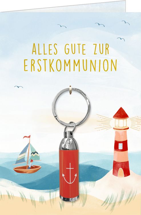 Produktbild: Gru&szlig;karte m.Taschenlampe rot - Alles Gute zur Erstkommunion