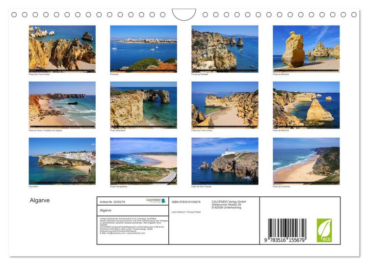 Produktbild: Algarve (Wandkalender 2026 DIN A4 quer), CALVENDO Monatskalender