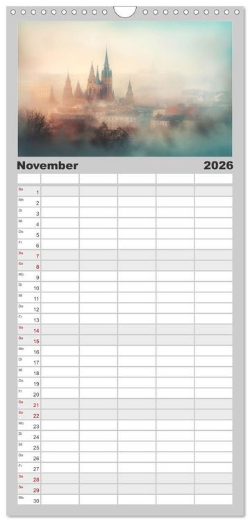 Produktbild: Familienplaner 2026 - Fantasiest&auml;dte mit 5 Spalten (Wandkalender, 21 x 45 cm) CALVENDO
