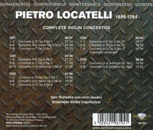 Produktbild: Locatelli:Complete Violin Concertos (QU)
