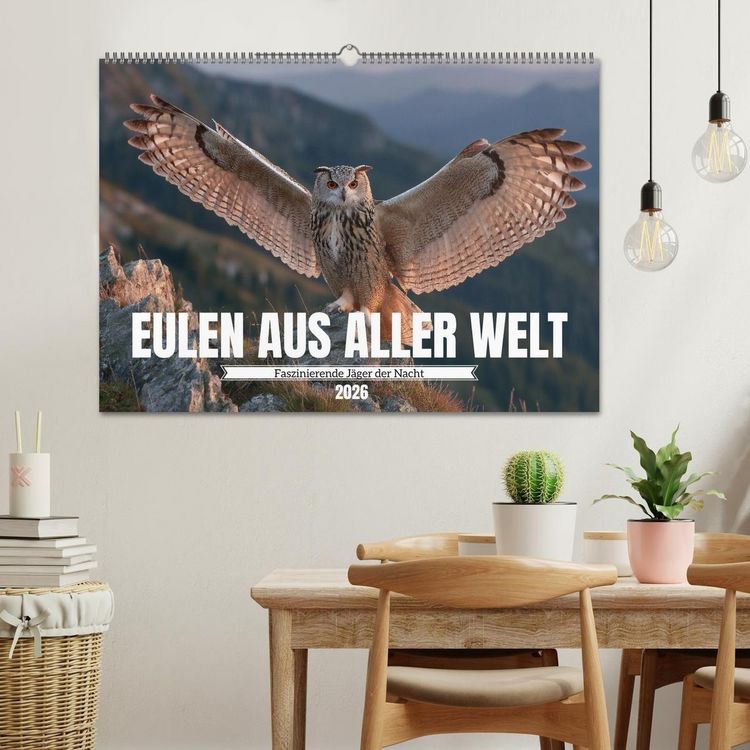 Produktbild: Eulen aus aller Welt - Faszinierende J&auml;ger der Nacht (Wandkalender 2026 DIN A2 quer), CALVENDO Monatskalender