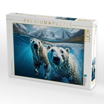 Produktbild: CALVENDO Puzzle Polarb&auml;ren auf der Jagd unter Wasser | 1000 Teile Lege-Gr&ouml;&szlig;e 64x48cm Foto-Puzzle f&uuml;r gl&uuml;ckliche Stunden