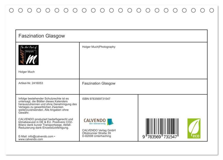 Produktbild: Faszination Glasgow (Tischkalender 2027 DIN A5 quer), CALVENDO Monatskalender