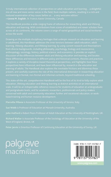 Produktbild: The Palgrave International Handbook on Adult and Lifelong Education and Learning