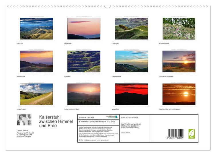 Produktbild: Kaiserstuhl zwischen Himmel und Erde (hochwertiger Premium Wandkalender 2026 DIN A2 quer), Kunstdruck in Hochglanz