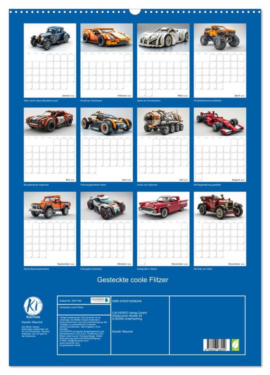 Produktbild: Gesteckte coole Flitzer (Wandkalender 2026 DIN A2 hoch), CALVENDO Monatskalender
