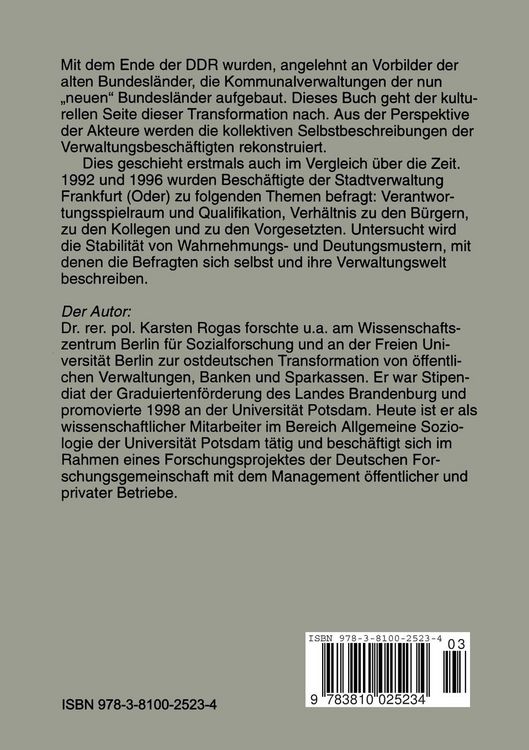 Produktbild: Ostdeutsche Verwaltungskultur im Wandel