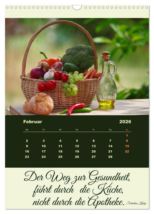 Produktbild: Vegan Ern&auml;hrt - frisches Gem&uuml;se und Obst auf den Tisch (Wandkalender 2026 DIN A3 hoch), CALVENDO Monatskalender