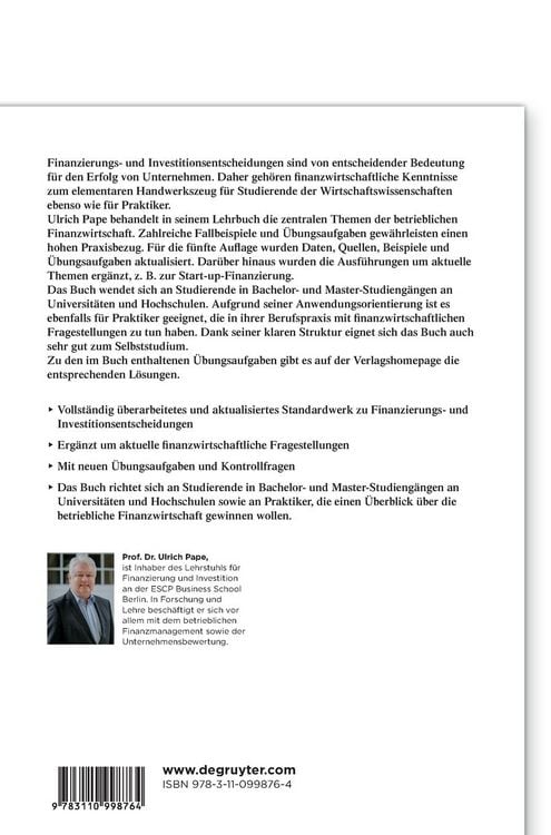 Produktbild: Grundlagen der Finanzierung und Investition