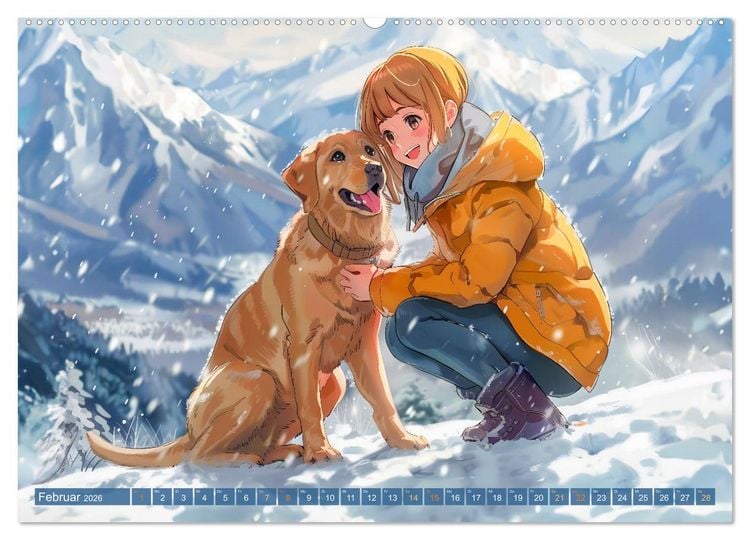 Produktbild: Tierische Anime-Freunde - Fr&ouml;hliche Streifz&uuml;ge mit Hund und Katze (Wandkalender 2026 DIN A2 quer), CALVENDO Monatskalender