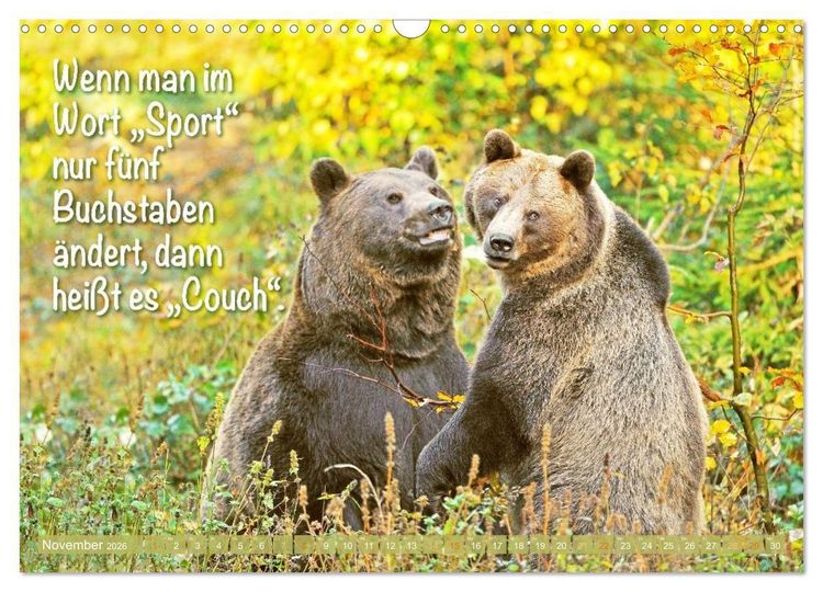 Produktbild: Spa&szlig; mit B&auml;ren: Edition lustige Tiere (Wandkalender 2026 DIN A3 quer), CALVENDO Monatskalender