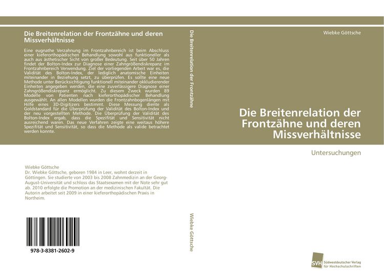 Produktbild: Die Breitenrelation der Frontz&auml;hne und deren Missverh&auml;ltnisse